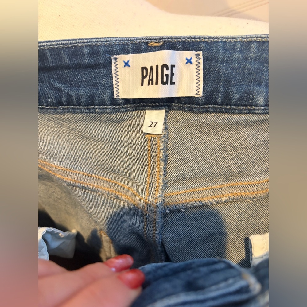 PAIGE Dark Blue Wide Leg Flare Jeans - Picture 12 of 14
